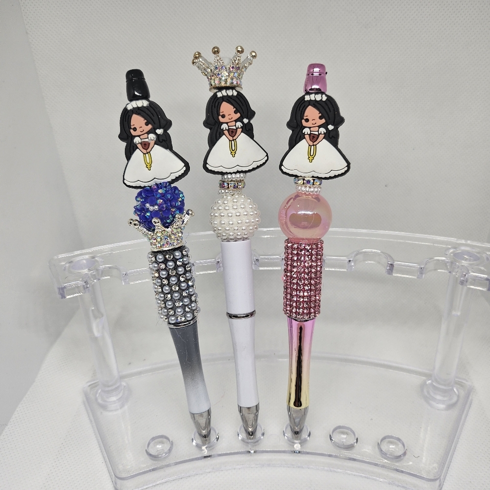 First Communion Quinceñera Bling and Beaded Pen- Black Ink